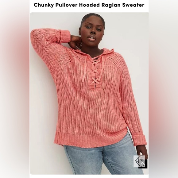 Torrid - Chunky Pullover Hooded Raglan Sweater - Picture 2 of 7